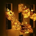 thumbnail image 3 of Halloween String Lights 2Pcs 9.8ft 20 LED Skeleton Pumpkin Ghost Bat Hanging Fairy String Lights for Window Courtyard, 3 of 11