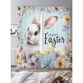 thumbnail image 3 of Happy Easter Sheer Curtains 84 Inch Length 2 Panels Set Window Treatments, Spring Grey Bunny Colorful Eggs Flower Blue Rod Pocket Semi Curtains for Living Room/Bedroom/Kitchen Décor, 104"W x 84"L, 3 of 7