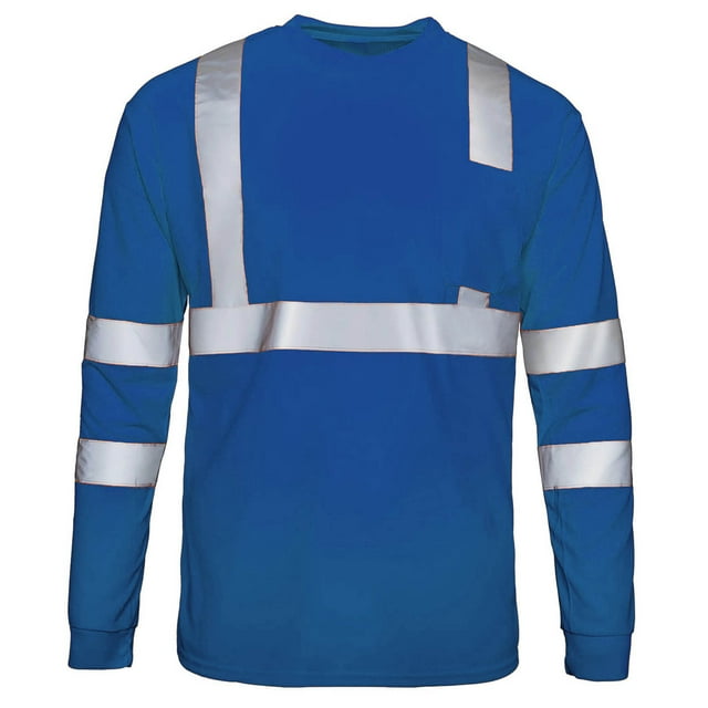 Leodye Chandail de Sécurité pour Homme à Manches Longues, Col Rond, Confortable, Haute Visibilité, Réfléchissant, Respirant, T-Shirt Bleu TG(TG)