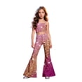 thumbnail image 2 of Tiijoy Girls Sequin Print Flare Pants Stage Performance Dance Pants, Sizes 7-8, Pink, 2 of 7