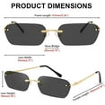 thumbnail image 4 of FEISEDY Retro Small Narrow Rimless Sunglasses Clear Eyewear Vintage Rectangle Sunglasses for Women Men B2643, 4 of 12