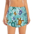 thumbnail image 2 of Balery Turtles And Sea Pattern Women's Running Shorts with Liner 2 Pockets Elastic Workout Athletic Gym Yoga Shorts-XX-Large, 2 of 7