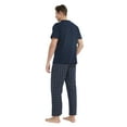 thumbnail image 6 of GLOBAL Men's Short Sleeve Pajama Sets Knit Soft Top & Woven Pajama Pants Sleepwear Elastic Waistband PJs S-XXL, 6 of 6