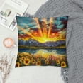 thumbnail image 2 of Patifu Sunflowers Mountains Sunset Graphic Decorative Throw Pillow Cover Cushion Case for Home Couch Living Room Sofa Bed - Autumn Season High-Quality 1PC 18x18in, 2 of 5