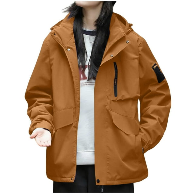 Chaquetas y abrigos casuales de manga larga con capucha para mujer, de moda, de color liso, con capucha, de manga larga, resistentes al viento y al agua, para montañismo al aire libre y rompevientos,