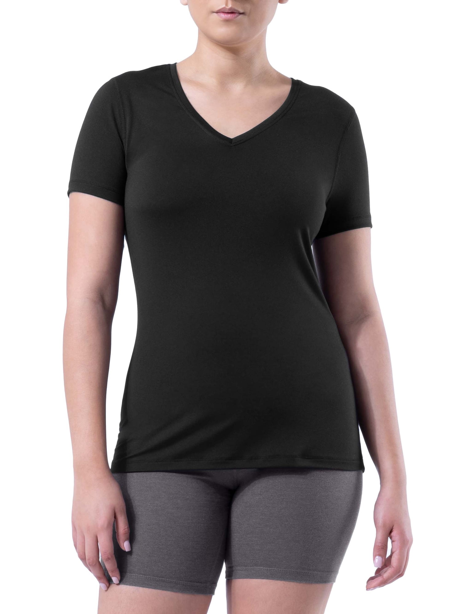 Athletic Works Women's Active V-Neck T-Shirt with Short Sleeves, 2-Pack, Sizes XS-XXXL