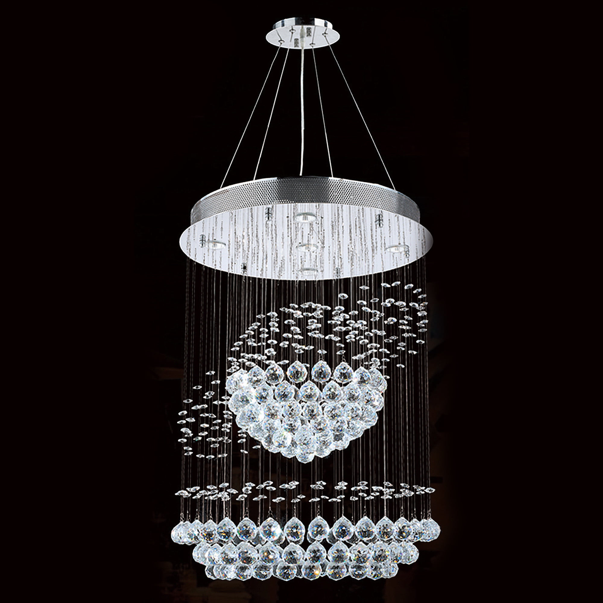 Saturn Collection 5 Light Chrome Finish and Clear Crystal Galaxy Chandelier 22
