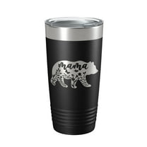 Mama Bear Tumbler Travel Mug Insulated Laser Engraved Coffee Cup Momma Mom Mother's Day Gift Cute 20 oz Black