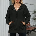thumbnail image 2 of Godom Women's Sweatshirt Quarter-Zip V Neck Fleece Pullover Hoodie Oversized Hoodies, 2 of 7