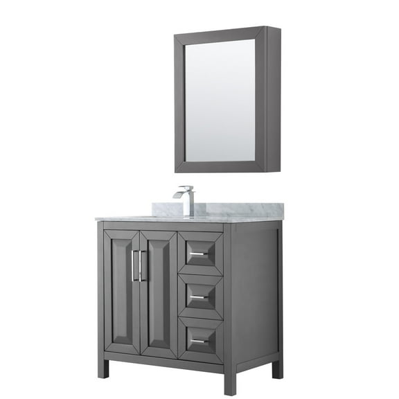 Wyndham Collection Wcv252536sunsmed Daria 36" Free Standing Single Vanity Set - Dark Gray
