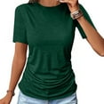thumbnail image 5 of Symoid Womens Crewneck Tunic Tee,Short Sleeves T shirts for Women,Ladies Oversized Solid Top, Green Size 8, 5 of 9