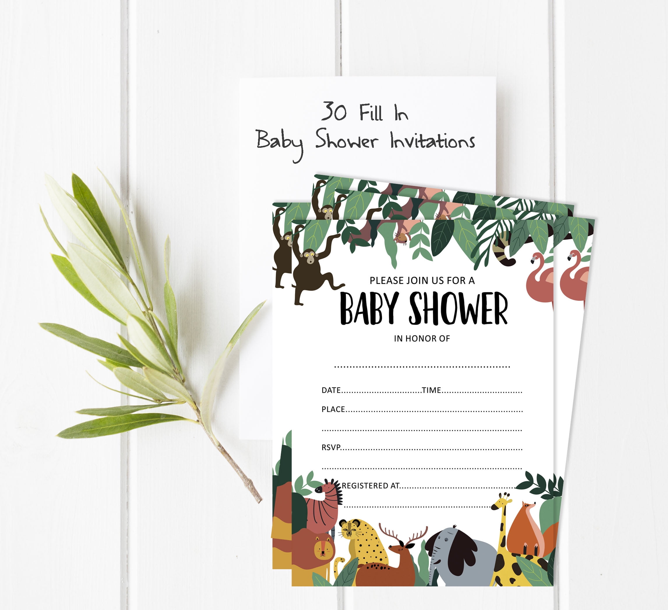 Inkdotpot Set Of 30Jungle Animals Baby Shower Invitations-Diaper Raffle Tickets And Baby Shower Book Request Cards Gender Neutral Invites Its A Boy Its A Girl