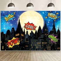5x3FT Superhero Party Decoration Super Hero City Theme Birthday Party Backdrop for Boys Cake Table Decoration Background Photo Booth Props