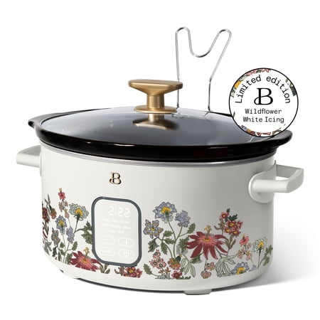 Beautiful 6 Qt Programmable Slow Cooker, Wildflower White Icing by Drew Barrymore