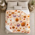 thumbnail image 5 of Whimsical Halloween Autumn Pattern Cheerful Cartoon Ghost Pumpkin, Festive Halloween Scene, Warm Flannel Blanket for Living Room and Family Room, Art Lovers Halloween Gift, Festive Home Decor, 5 of 9