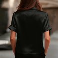 thumbnail image 5 of ASDFVBKG Womens Silk Satin Blouses Dressy Short Sleeve Shirt Casual V Neck Blouses Summer Business Satin Silk Tops Black M, 5 of 5