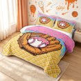 thumbnail image 3 of meiyoeat Baseball Glove Dripping Twin Quilt Set for Girls, Rainbow Ice Cream Waffle Twin Coverlet Set, 2pcs, 1 Comforter and 1 Pillowcase, 3 of 7