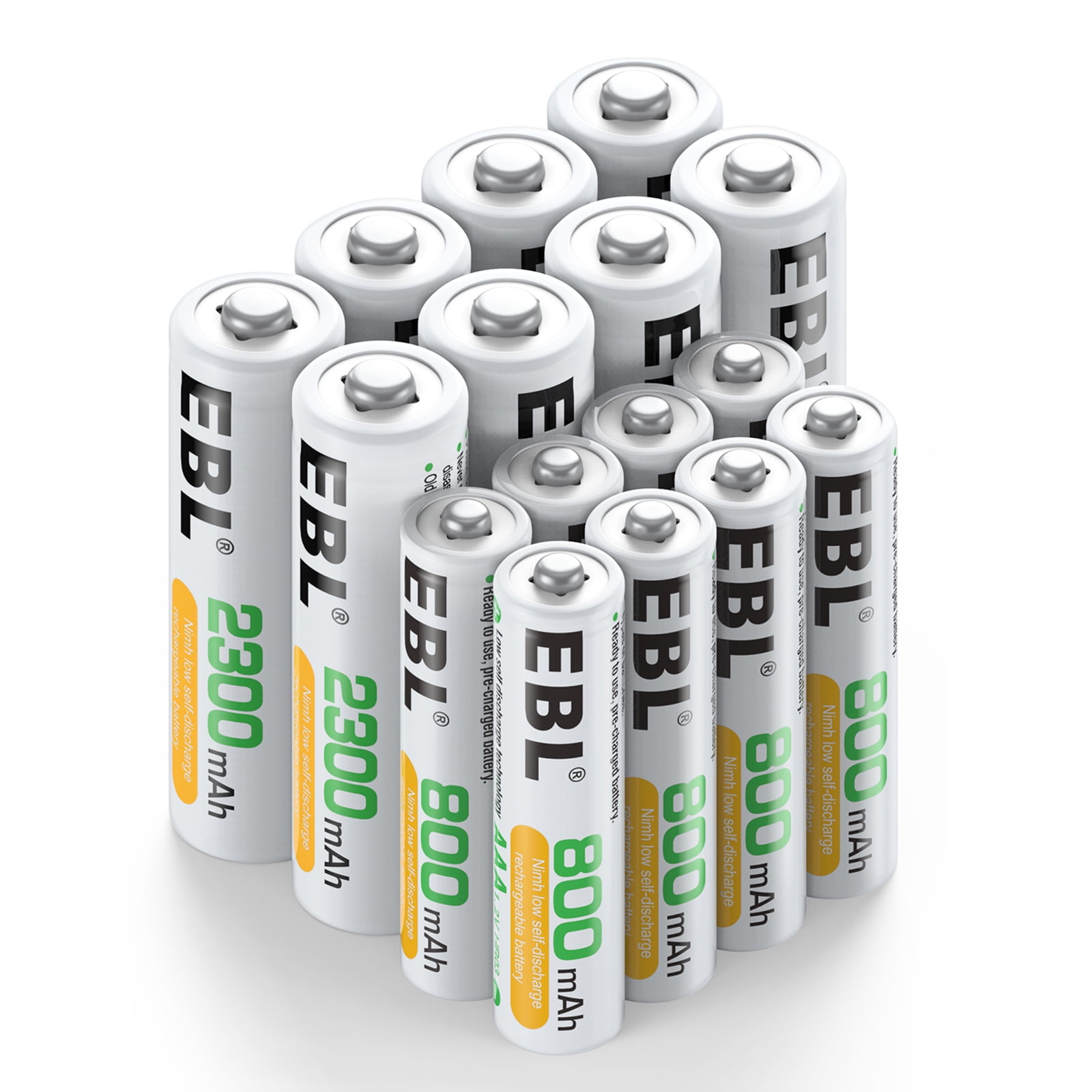 EBL Rechargeable AA Batteries 2300mAh Ni-Mh Double a Batteries + AAA Rechargeable Batteries 800mAh Triple a Batteries, 8 Pack