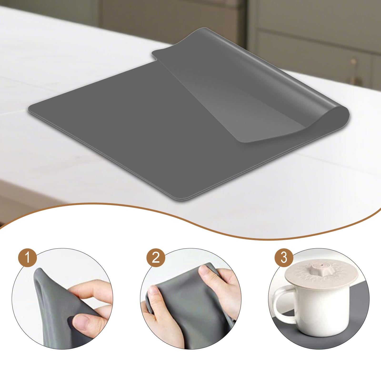 CarpNettore Silicone Counter Mat Heat Resistant Pad Multipurpose Easy to Clean Rolled Folded Gray 80 cmx60 cm