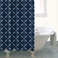thumbnail image 4 of Navy Blue and White Geometric Pattern Shower Curtain 84"x72" ,Bathroom Decorative Shower Curtains Set with 12 Hooks,Modern Waterproof Washable Shower Curtain, 4 of 6