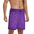 thumbnail image 2 of Naloa Glitter Purple Men's Short Pajama Pants, Lounge Comfort Shorts with Elasticized Waistband and Side Pockets - Small, 2 of 9