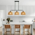 thumbnail image 3 of Modern Rattan Chandelier Fixture Kitchen Island Hanging Ceiling Lights for Dining Room-Black, 3 of 10