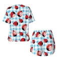 thumbnail image 6 of Wukai Flowers and Lady Bugs Women's Pajama Set,Short-Sleeve Top and Shorts with Elastic Waistband and Pockets for Loungewear, Yoga, and Casual Wear-Large, 6 of 8