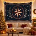 thumbnail image 3 of Compass Rose with Laurel Branches, Nostalgic Rustic Style for Americana Decor Lovers, Americana Wall Decor, Fourth of July Gift, Tapestry Wall Hanging for Bedroom and Living Room, 3 of 7
