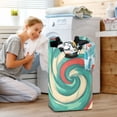 thumbnail image 6 of Turquoise Color Candy Spiral Laundry Basket with Handles 50L Collapsible Laundry Hamper for Bathroom Bedroom Laundry Room, 6 of 7