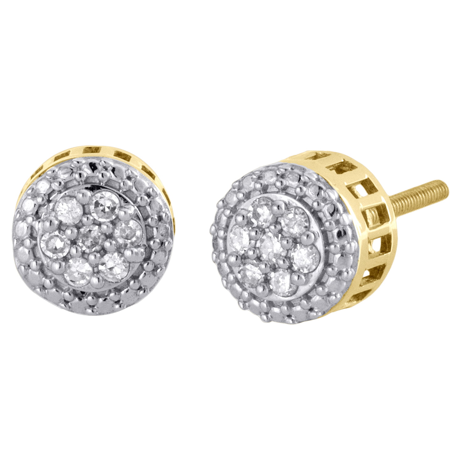 Details about  / 0.06 Ct Natural Round Cut White Diamond Stud Earring 10k Solid Yellow Gold 6 mm