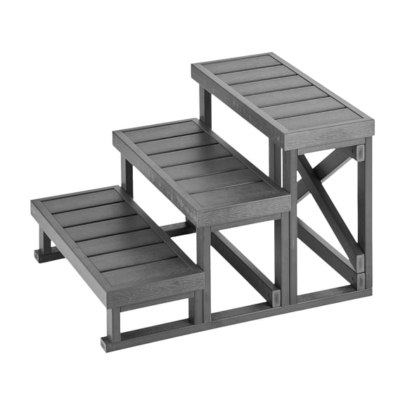 KFFKFF 3-Step Spa Stairs, 27.5-Inch Wide, 350 lbs Capacity, Durable Plastic with Non-Slip Pads, Easy to Assemble, Stable Steps for Pools, RVs, Patios, and Backyards