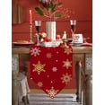 thumbnail image 4 of Table Runner Dresser Scarves Winter Christmas Gold White Snowflake Cotton Linen Burlap Table Cover Seamless Snow on Red Table Runners for Family Kitchen Dining Holiday Party Banquet Decor, 4 of 5