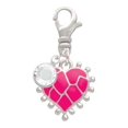 thumbnail image 2 of Delight Jewelry Silvertone Hot Pink Giraffe Print Heart - Silvertone Clip on Charm with Clear Crystal Drop, 2 of 5