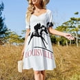 thumbnail image 4 of Vestido de manga corta con diseño de números romanos, elegante, para mujer, en oferta, suelto, de verano, para fiesta de graduación., 4 of 7