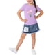 thumbnail image 1 of Conjuntos de blusas y camisas de cuello redondo y manga corta para niños, top con capucha de manga larga de color con faldas de cintura elástica, traje casual y cómodo, conjunto de poliéster para niño, 1 of 6