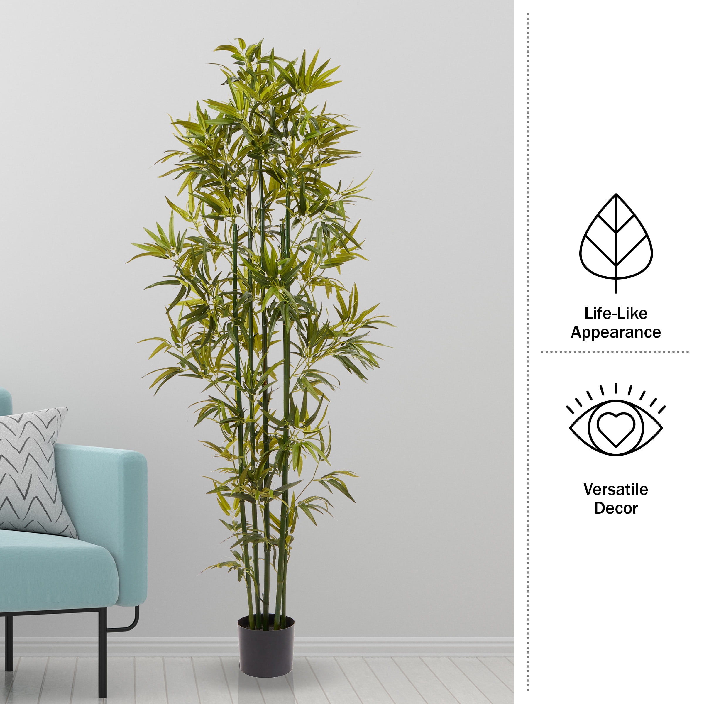 Pure Garden Set of Two 6FT Artificial Bamboo Trees with Adjustable Leaves