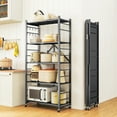 thumbnail image 3 of Vebreda 5-Tier Heavy Duty Foldable Metal Storage Shelf with 3 Hooks, Kitchen Organizer Rack, Black, 3 of 10