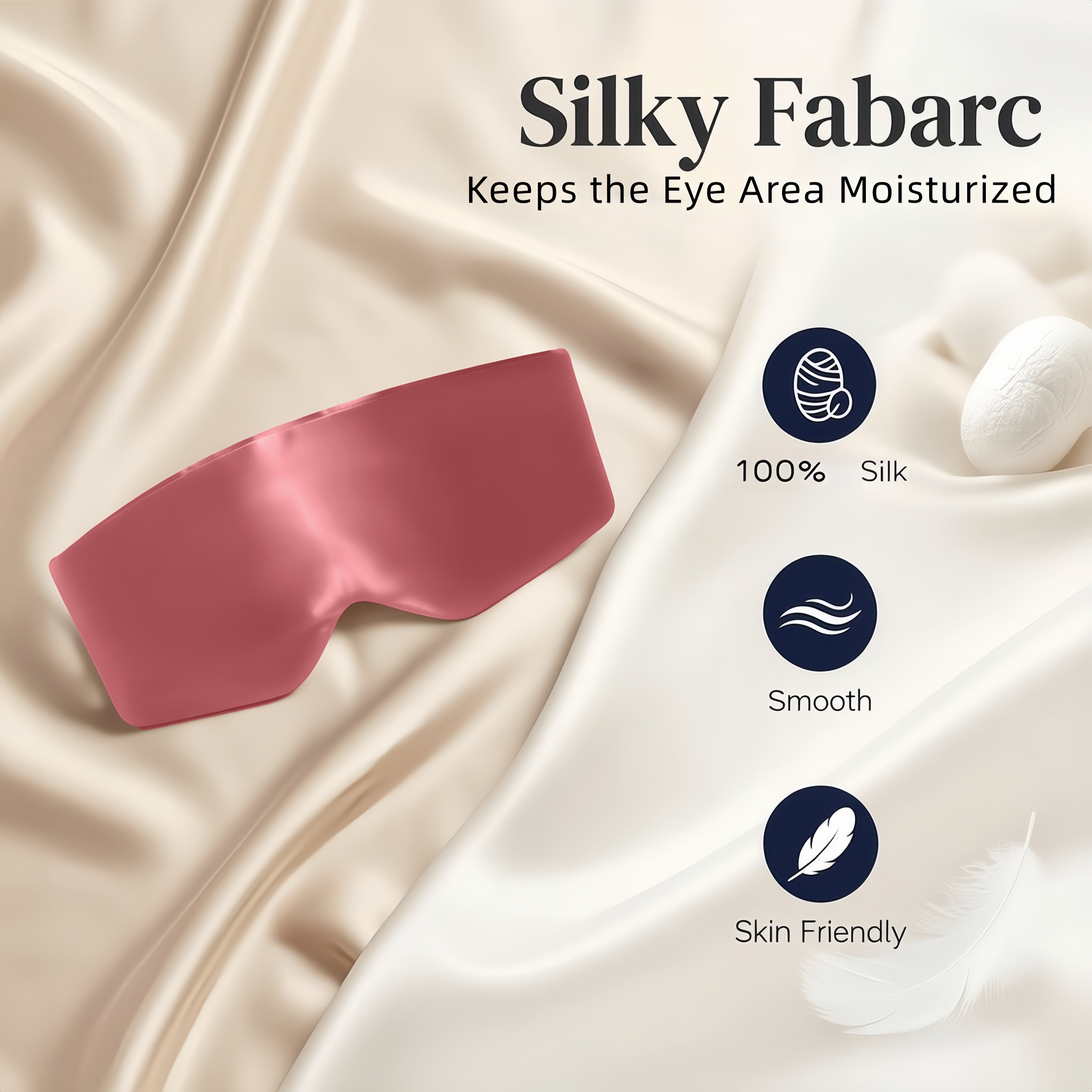 FACEMOON 100% Mulberry Silk Sleep Mask, Adjustable Headband, Light-Blocking
