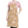 thumbnail image 5 of Brown Boho Bohemia Rainbow Hearts Pattern Apron-Garden Aprons for Women with Pockets-Cotton Linen Waterproof Kitchen Cooking Gardening Aprons Adjustable for Kitchen,Cooking,BBQ and Salon 33x27 Inch, 5 of 7