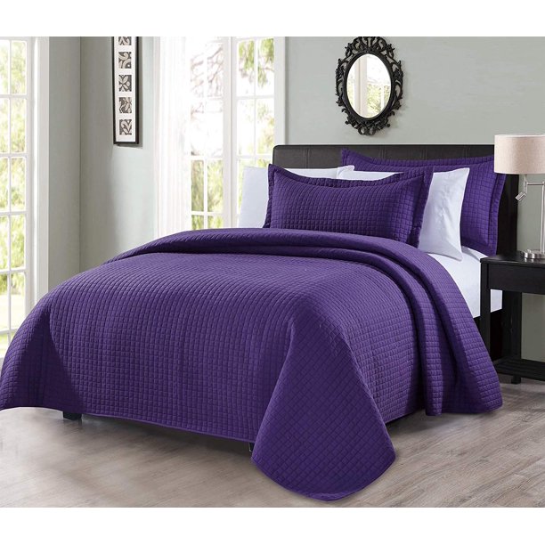 Chezmoi Collection Edan 3-Piece Solid Modern Quilted Bedspread Coverlet Set - Walmart.com 