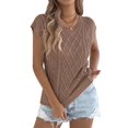 thumbnail image 3 of Women Round Neck Sweater Vest Sleeveless Summer Casual Shirts Knit Tank Top Brown M, 3 of 9