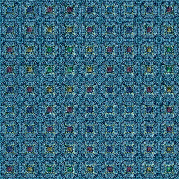 Ahgly Company Machine Washable Indoor Square Transitional Dark Turquoise Green Area Rugs, 4' Square