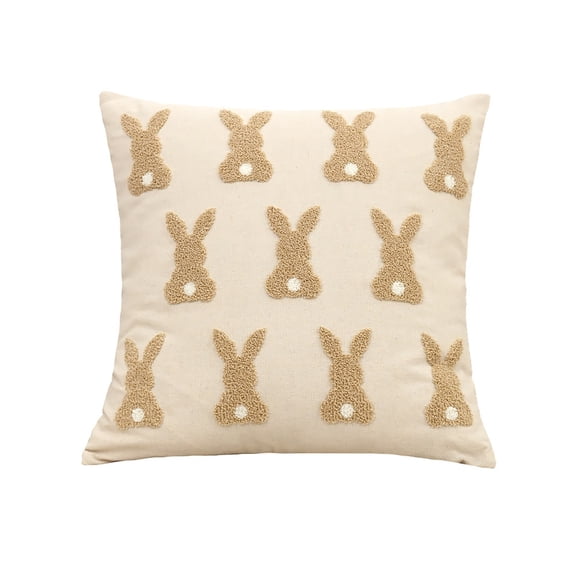 Easter Pillow Covers 18x18 Set of 1/2/4 - Brown Bunny Decorative Throw Pillow Covers Outdoor Holiday Farmhouse Pillowcases for Sofa Couch Living Room Home Decor