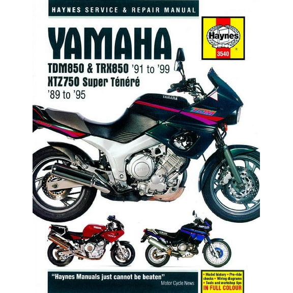 Yamaha TDM850 (91-99), TRX850 (96-99), & XTZ750 Super Tenere (89-95) Haynes Repair Manual ^
