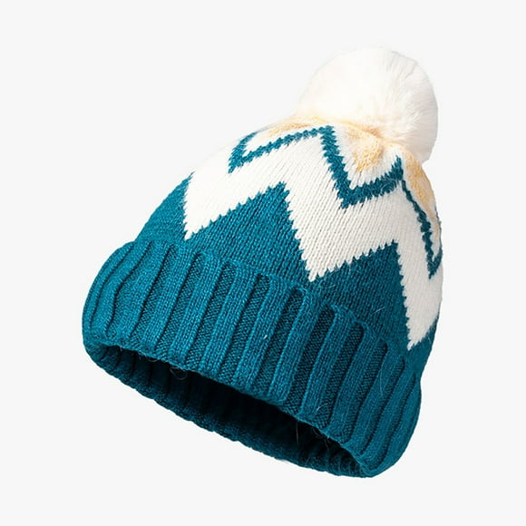 knqrhpse Beanie,Baseball Cap Women's Fashion Casual Wool Ball Woolen Hat Solid Warm Outdoor Knitted Hat Wide Brim Hats,Hats for Women, Blue