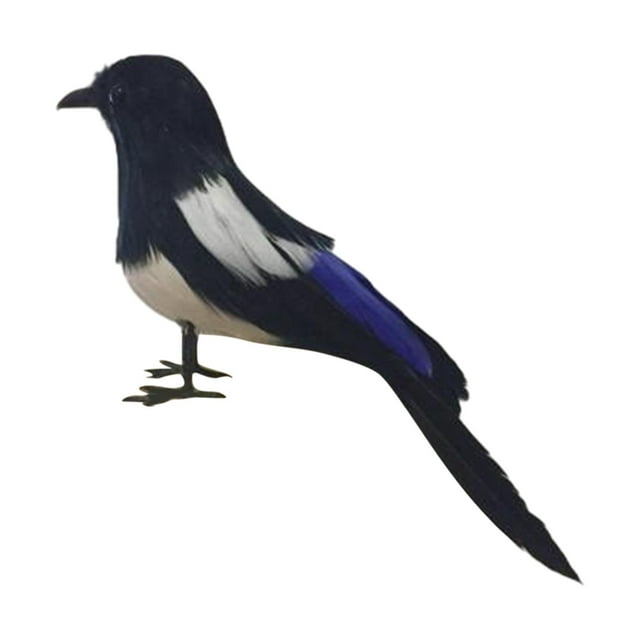 DOLITY Magpie Simulation Bird Animal Feathered Bird Model Bird Figurine Statue for Lawn 17cm