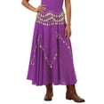 thumbnail image 2 of Womens Belly Dance Skirt High Waisted Chiffon Midi Skirts Belly Dancing Skirt Coin Skirts Rave Outfits, 2 of 5