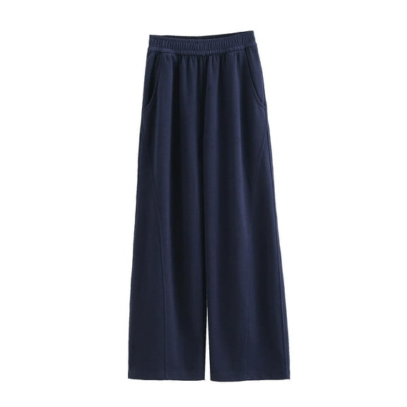 USNSM Wide Leg Sweatpants for Women High Waist Elastic Straight Pants Solid Color Casual Workout Jogger Sweatpants Dark Blue XXL