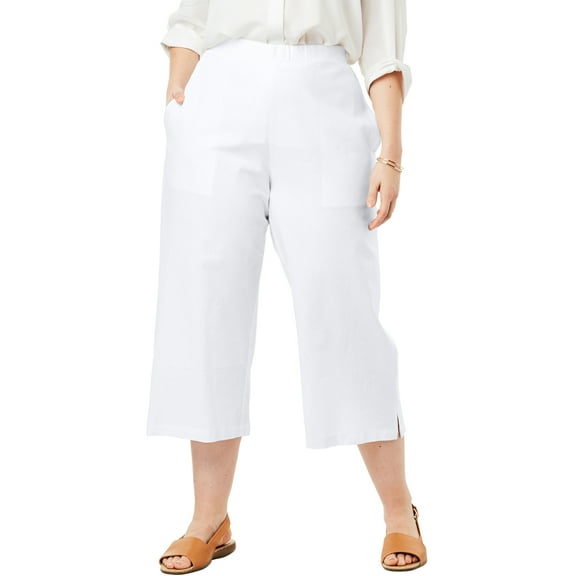 Woman Within Plus Size Linen Capri (Petite Available)