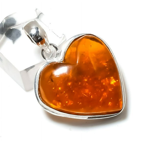 Baltic Amber Handmade 925 Sterling Silver Jewelry Pendant 1.58"